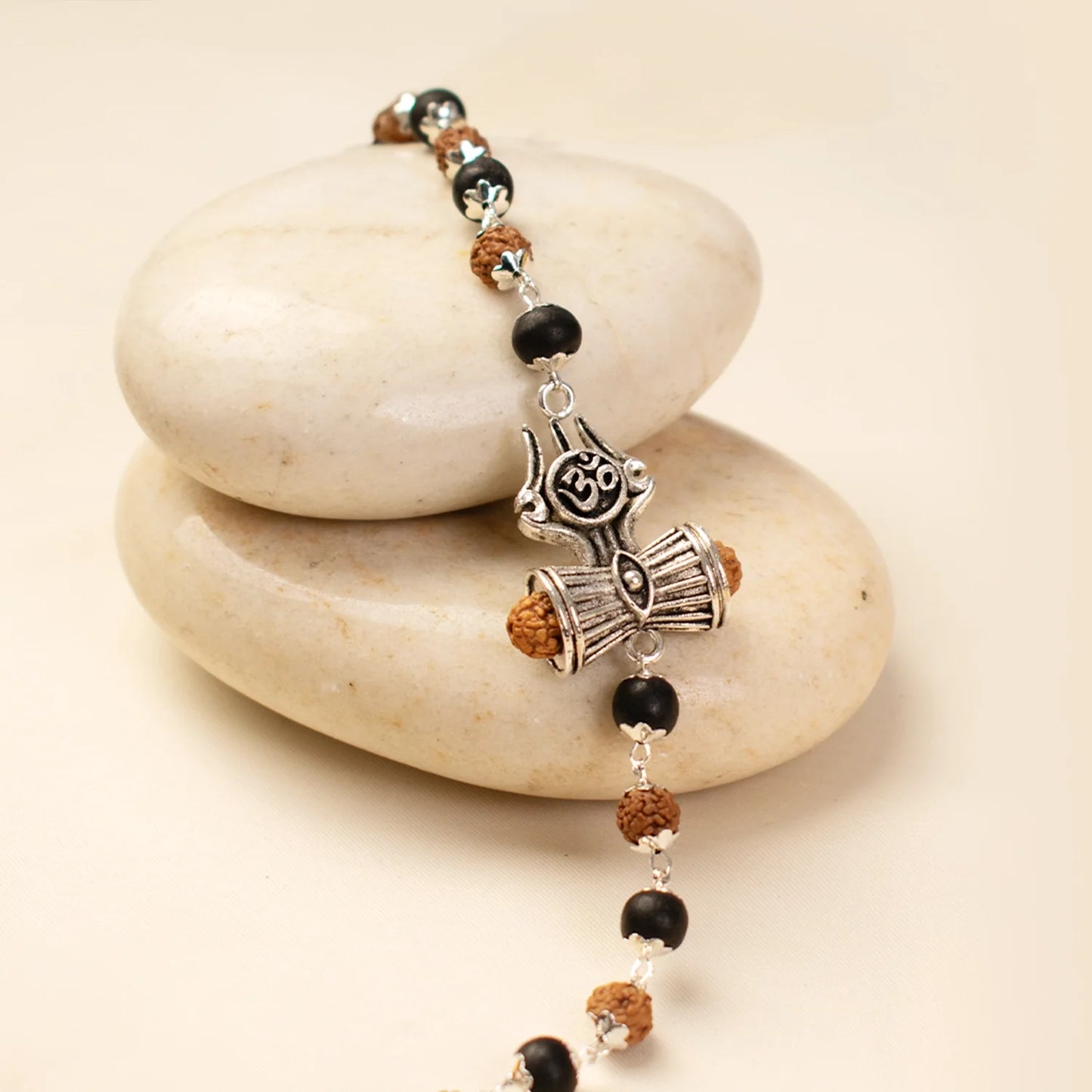 Om Trinetra Trishul Damru Karungali Rudraksha Bracelet
