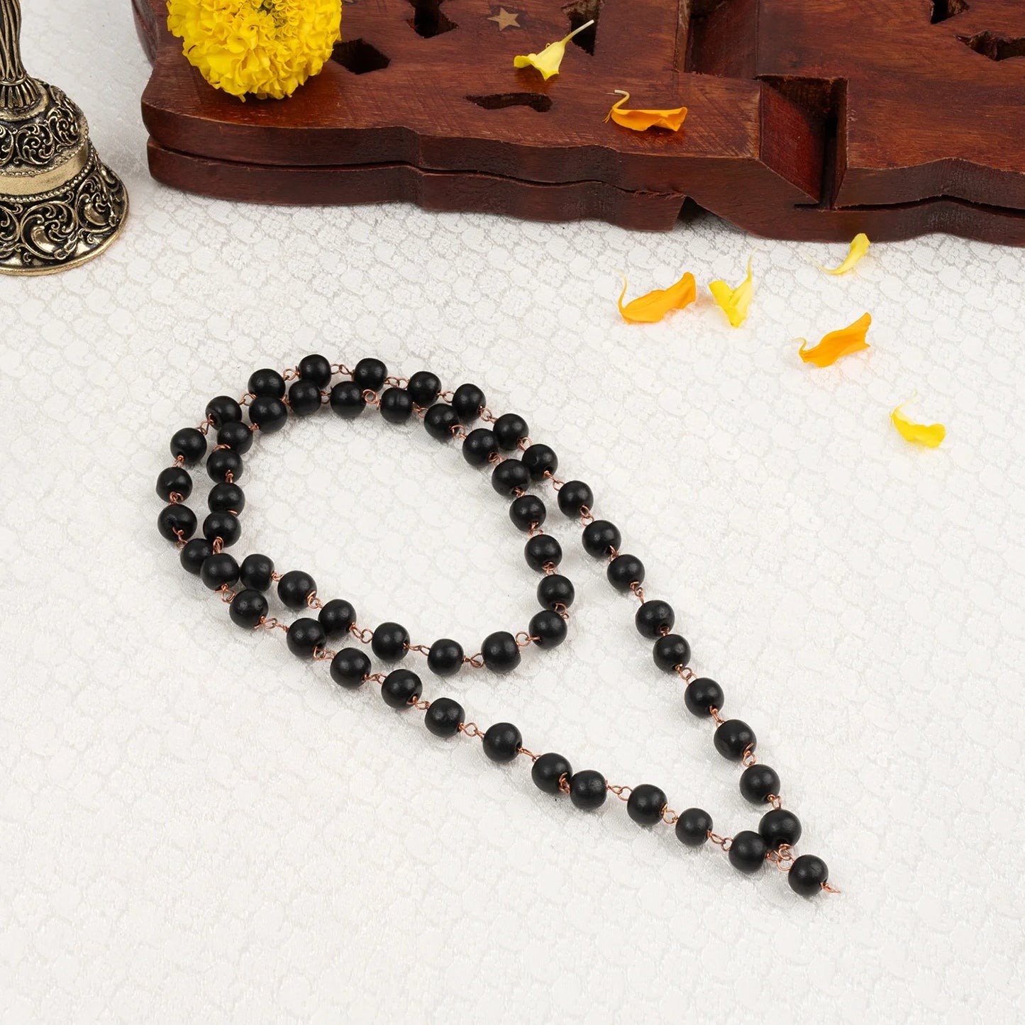 Karungali Malai with Copper Wire – 8mm (54+1 Beads)
