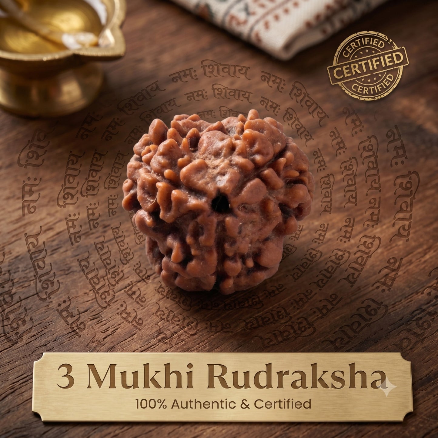 Nepal Origin 3 Mukhi Rudraksha - 17mm to 22mm
