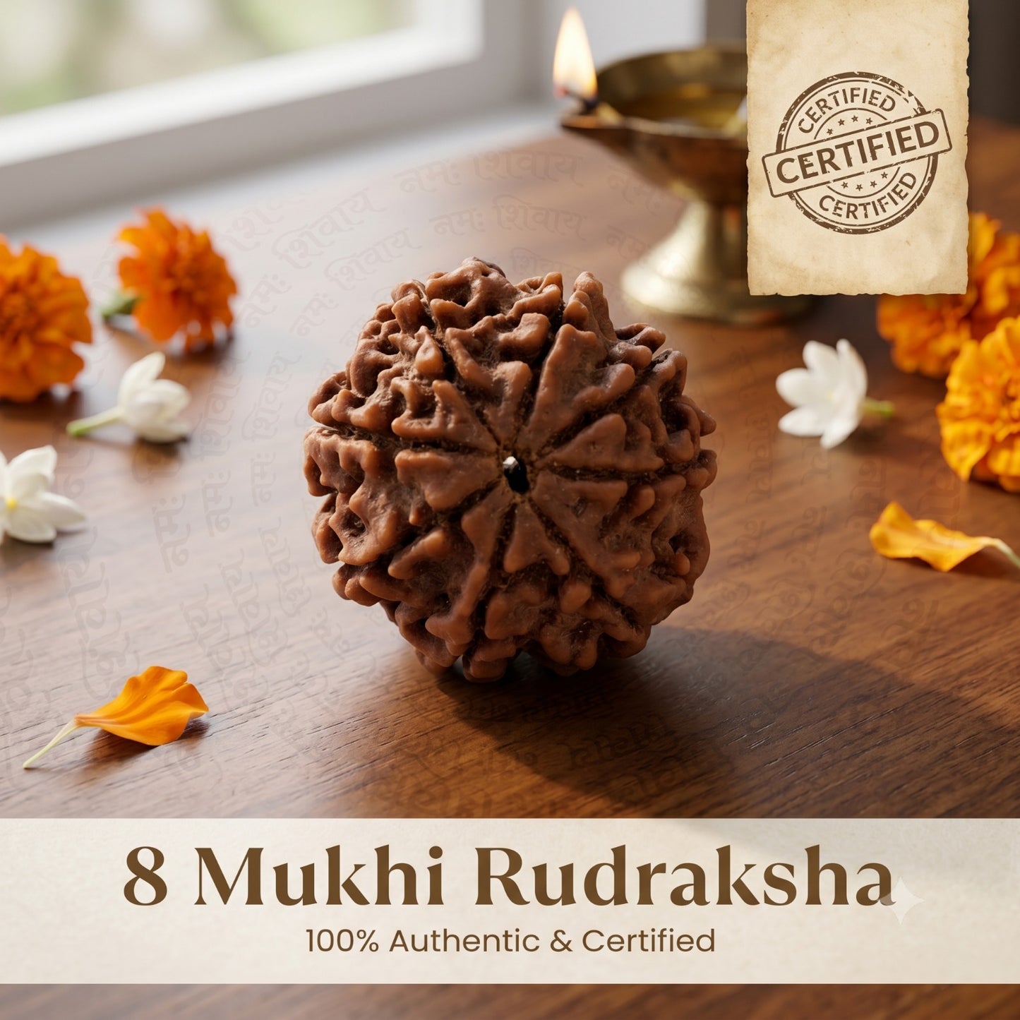 Nepal Origin 8 Mukhi Rudraksha - 17mm to 22mm