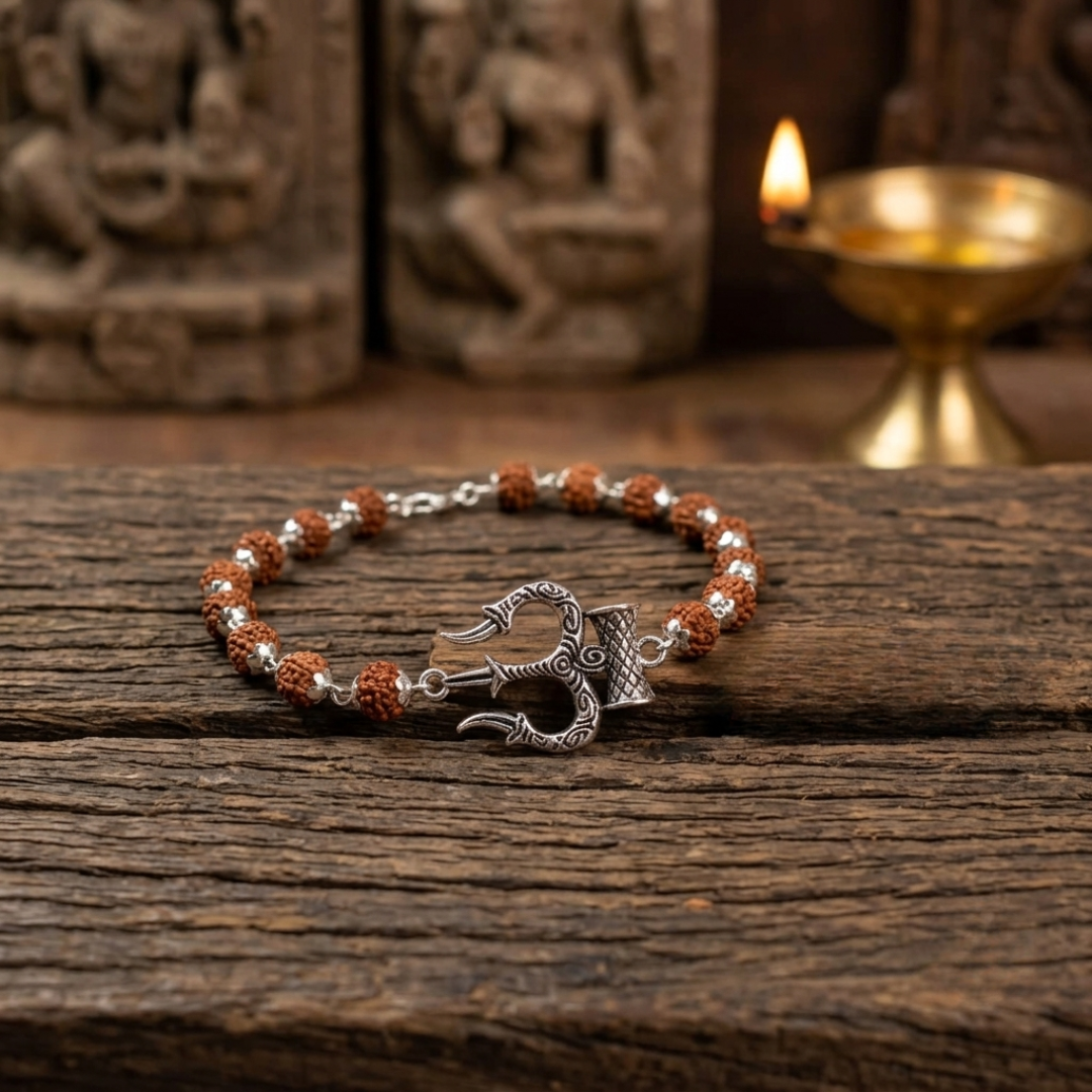 Mahadev Trishul Damru Rudraksha Kavach Bracelet