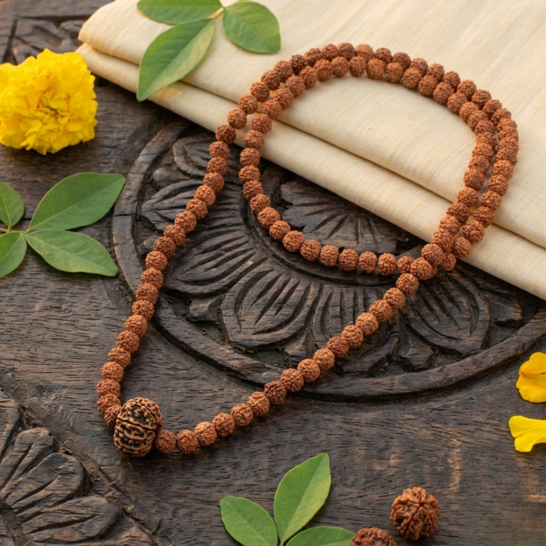 10 Mukhi Rudraksha Bead in 5 Mukhi Rudraksha Mala