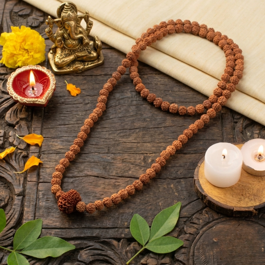 11 Mukhi Rudraksha Bead in 5 Mukhi Rudraksha Mala