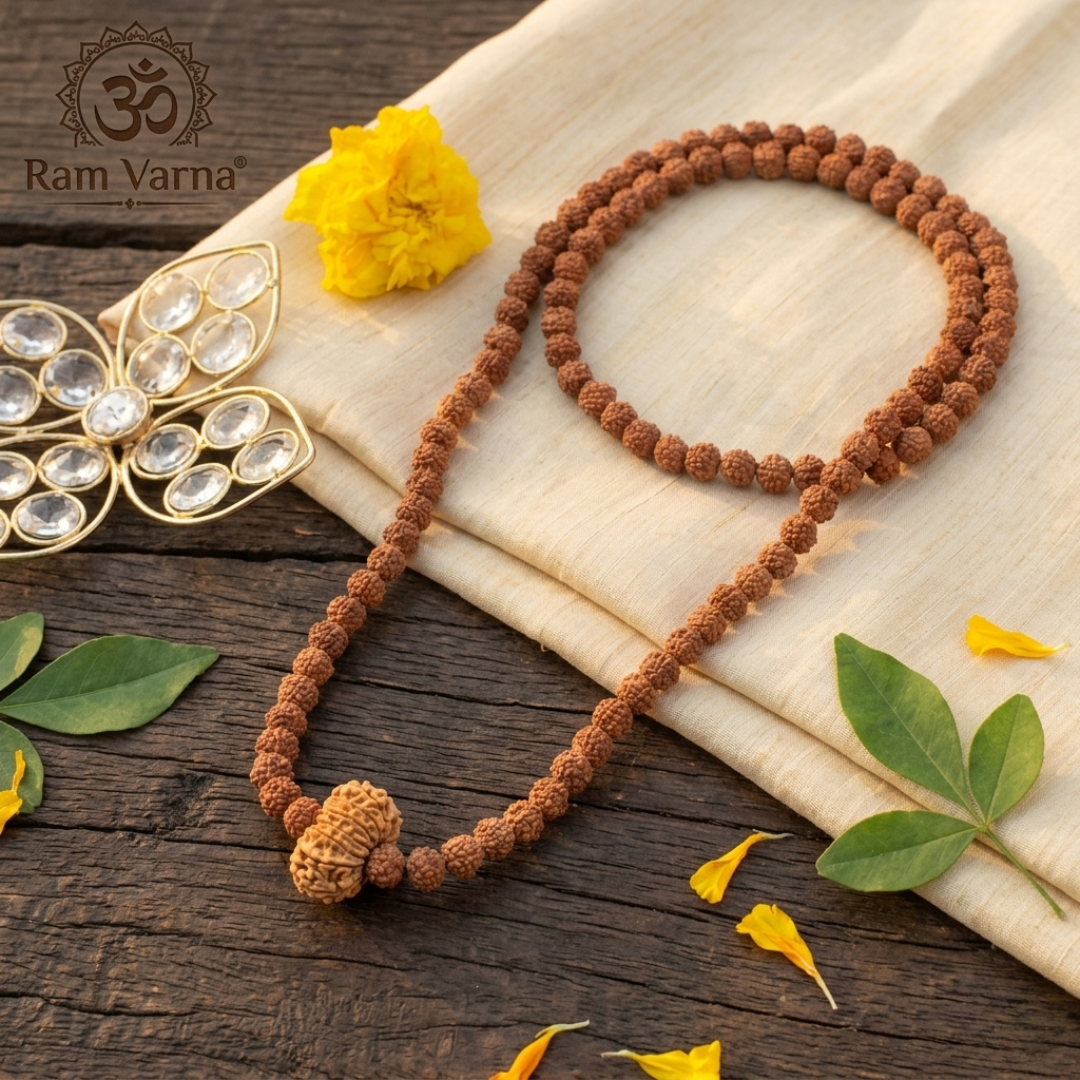 13 Mukhi Rudraksha Bead in 5 Mukhi Rudraksha Mala