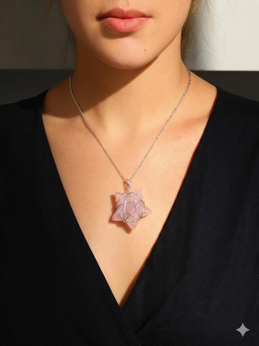 Ramvarna Rose Quartz Star Pendant Necklace for Women
