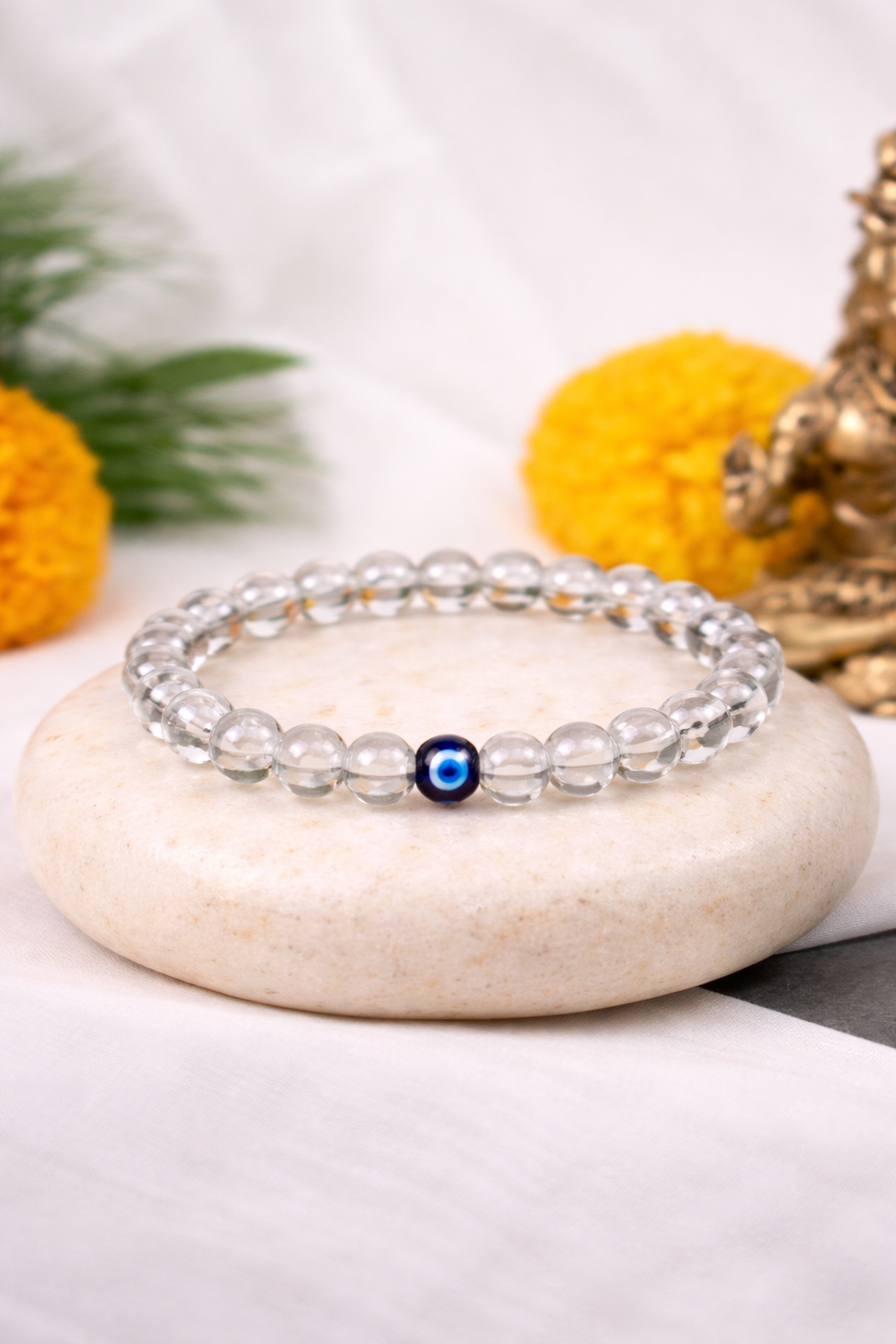 Ramvarna Clear Quartz Evil Eye Bracelet for Good Luck & Prosperity