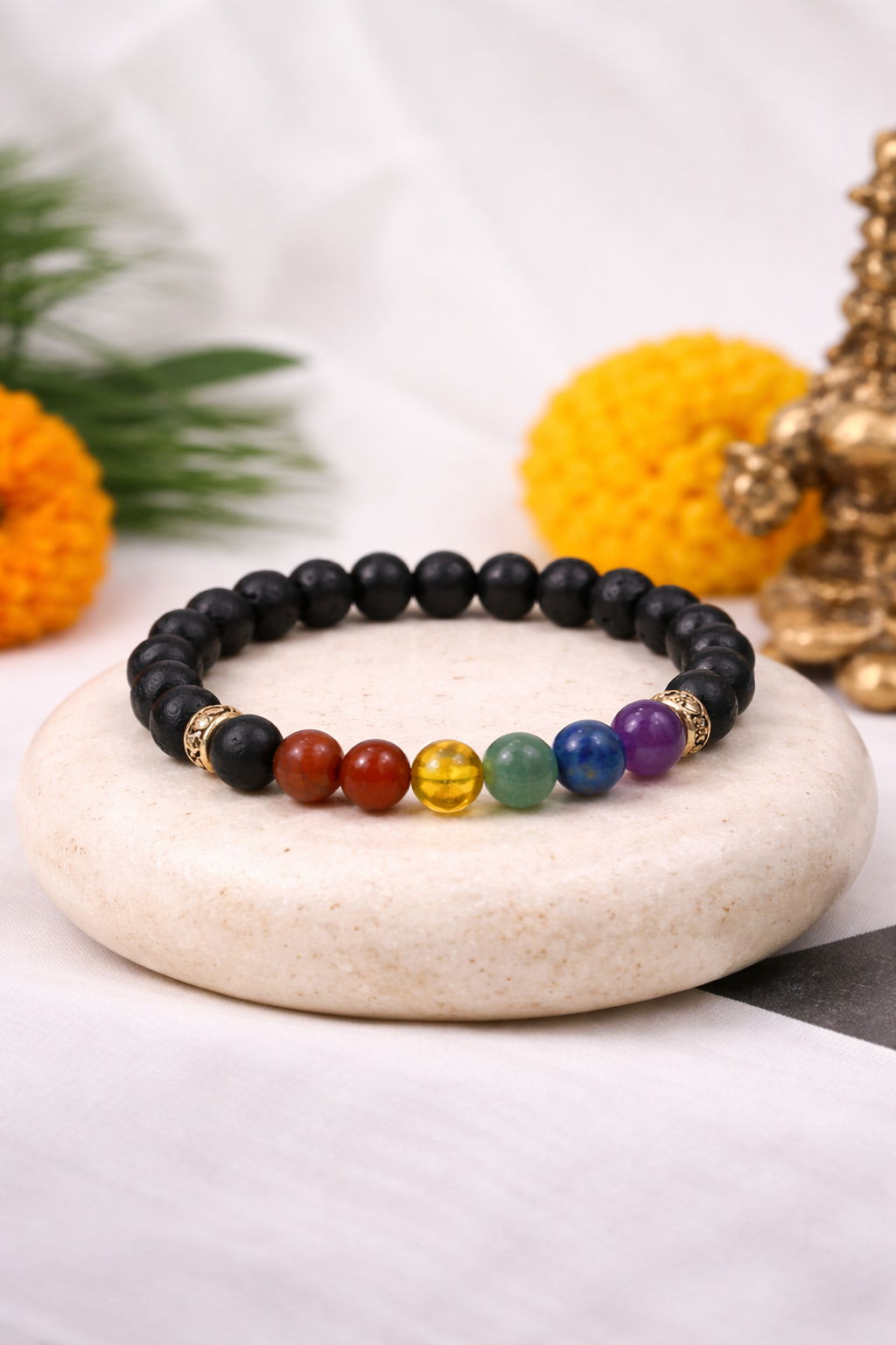7 Chakra Lava Stone Beaded Bracelet for Men & Women