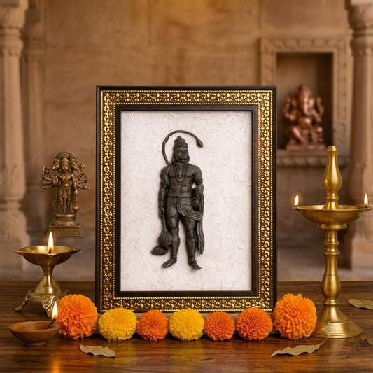 Siddh Pyrite Hanuman Ji on Selenite Frame