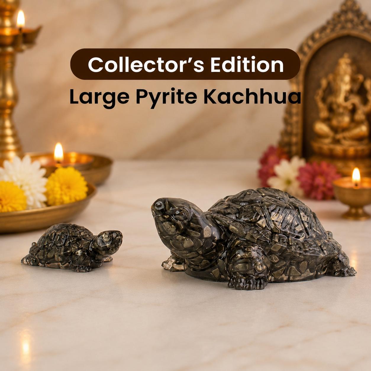Collector’s Edition Pyrite Tortoise (Kachhua) - Big Size - 8x heavier