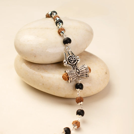 Om Trinetra Trishul Damru Karungali Rudraksha Bracelet