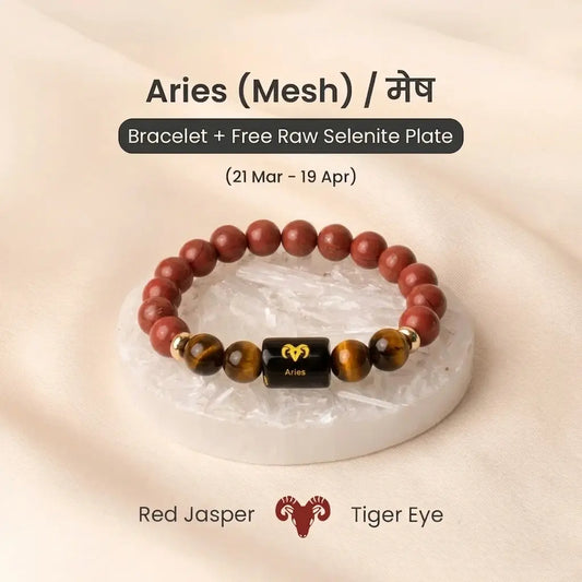 Aries (मेष राशि) Zodiac Red Jasper & Tiger Eye Bracelet