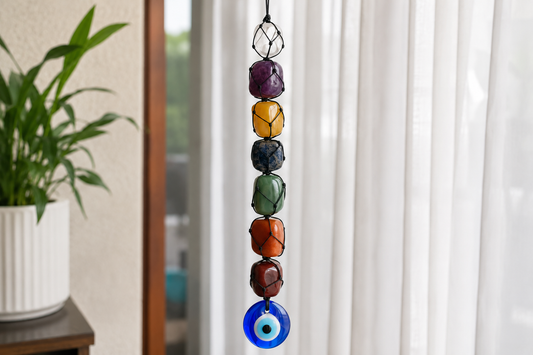 Ramvarna Chakra Crystal Evil Eye Wall Hanging Decorative Showpiece