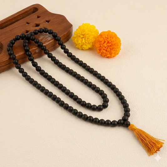 Original Karungali Mala (108 Beads) - Natural Black Ebony Wood for Success Beads