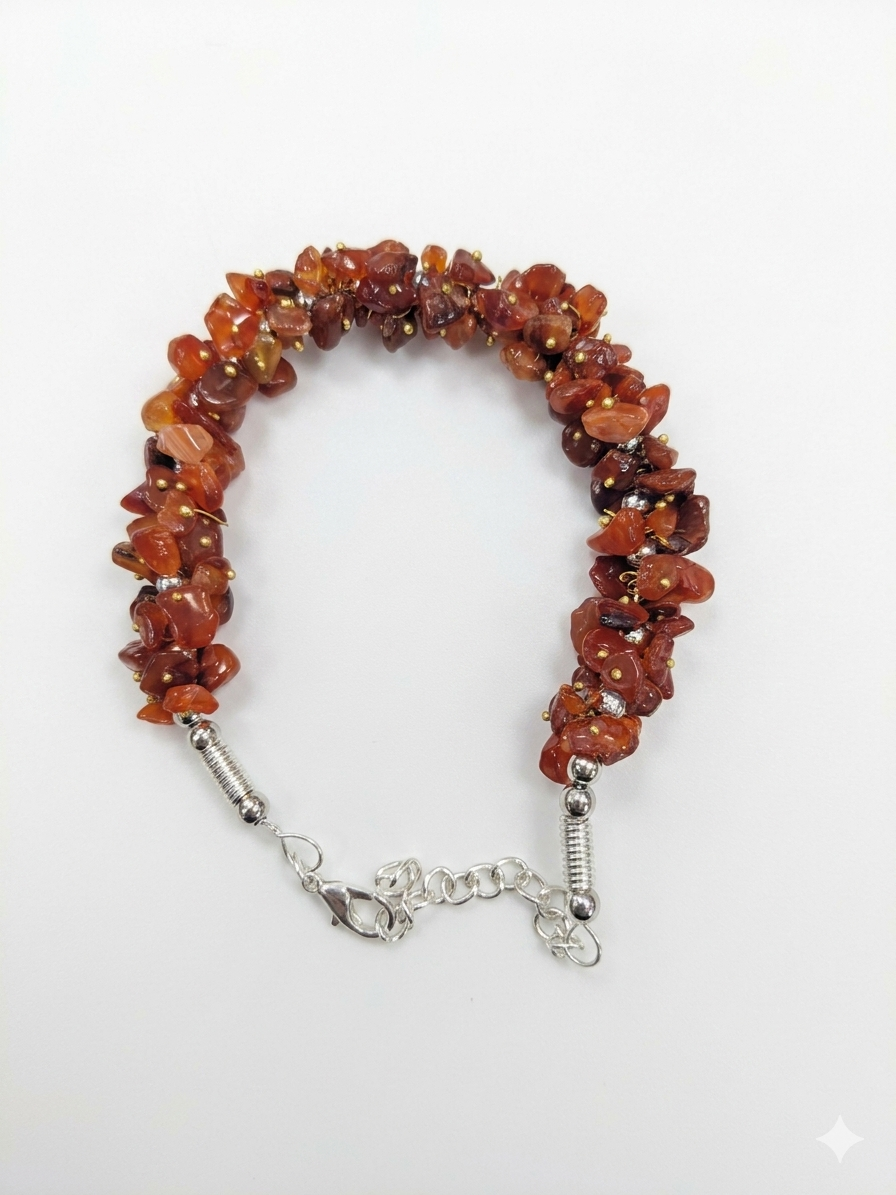 Ramvarna Natural Carnelian Chips Stone Bracelet