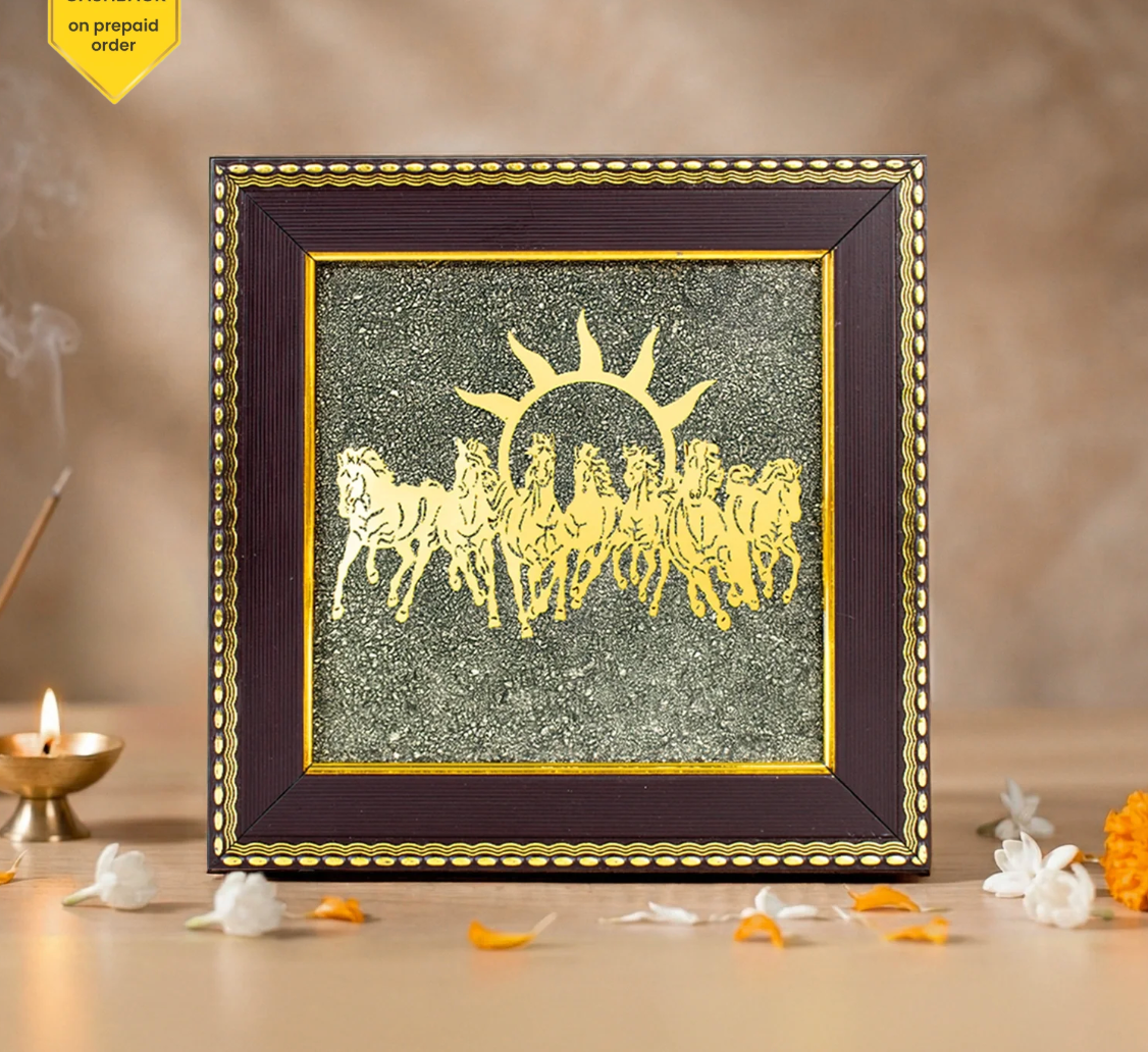 7 Horses on Raw Pyrite Frame