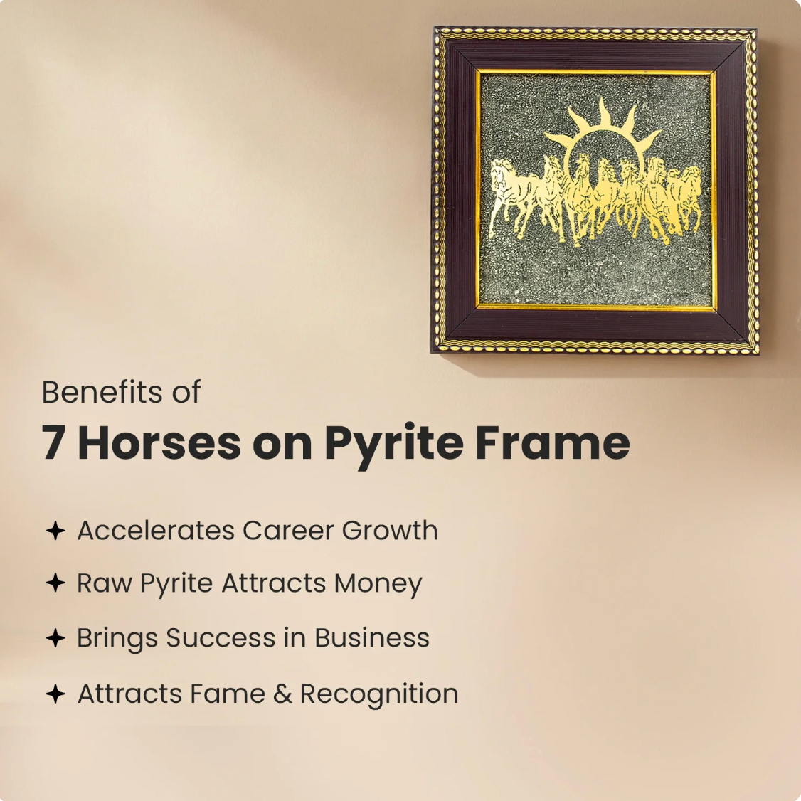 7 Horses on Raw Pyrite Frame