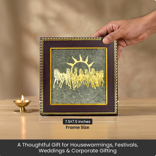 7 Horses on Raw Pyrite Frame