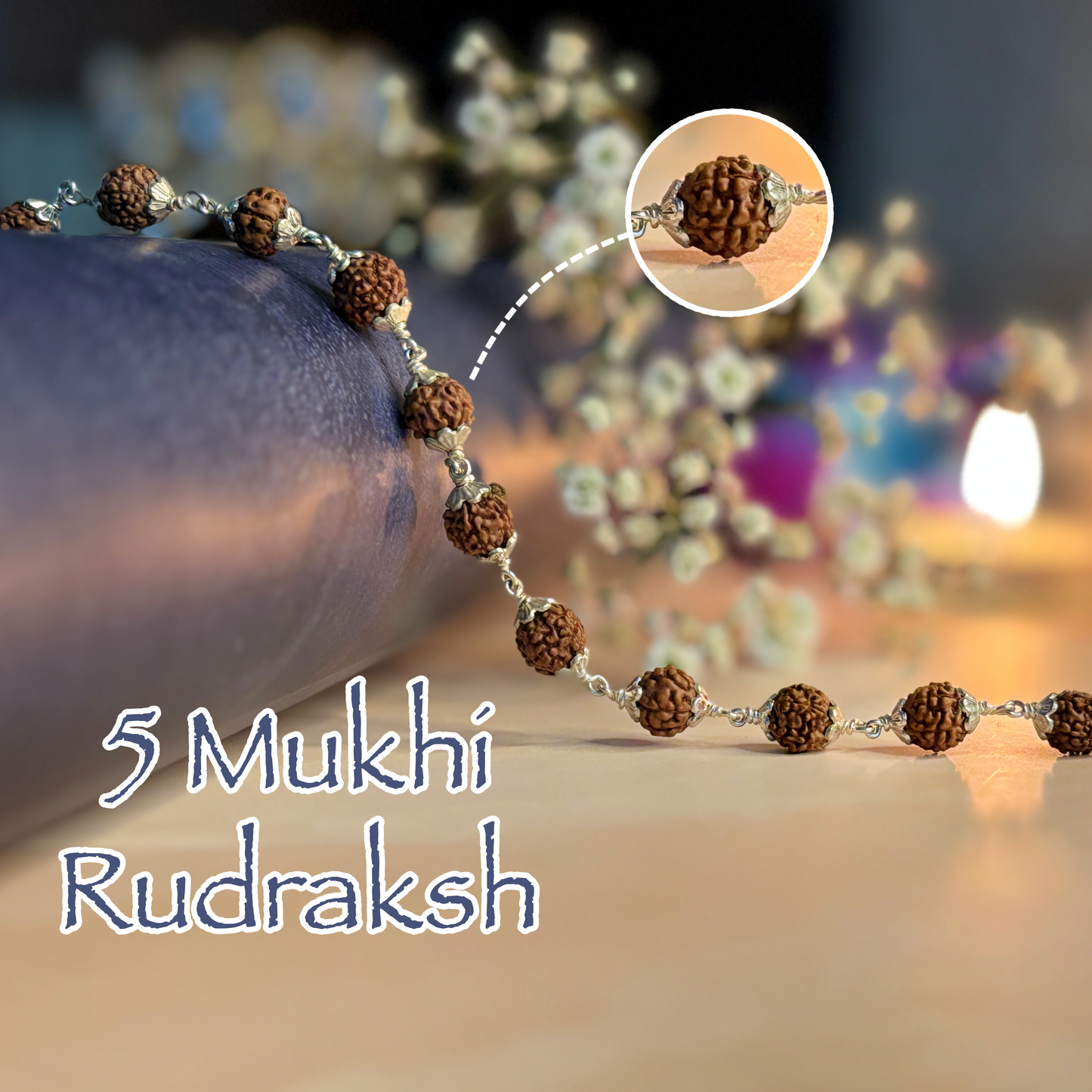 5 Mukhi Rudraksha Bracelet with Capping