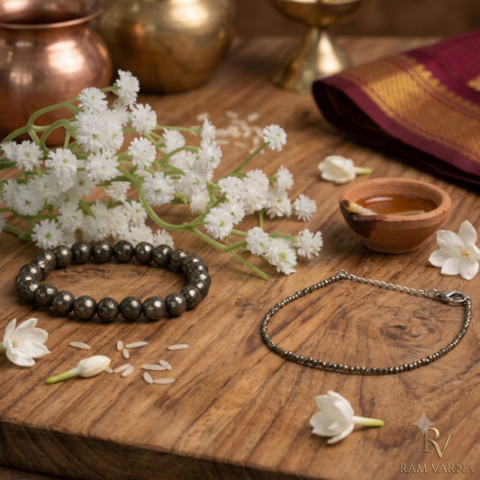 Pyrite Couple Combo - Raw Pyrite Bracelet with Raw Pyrite Anklet