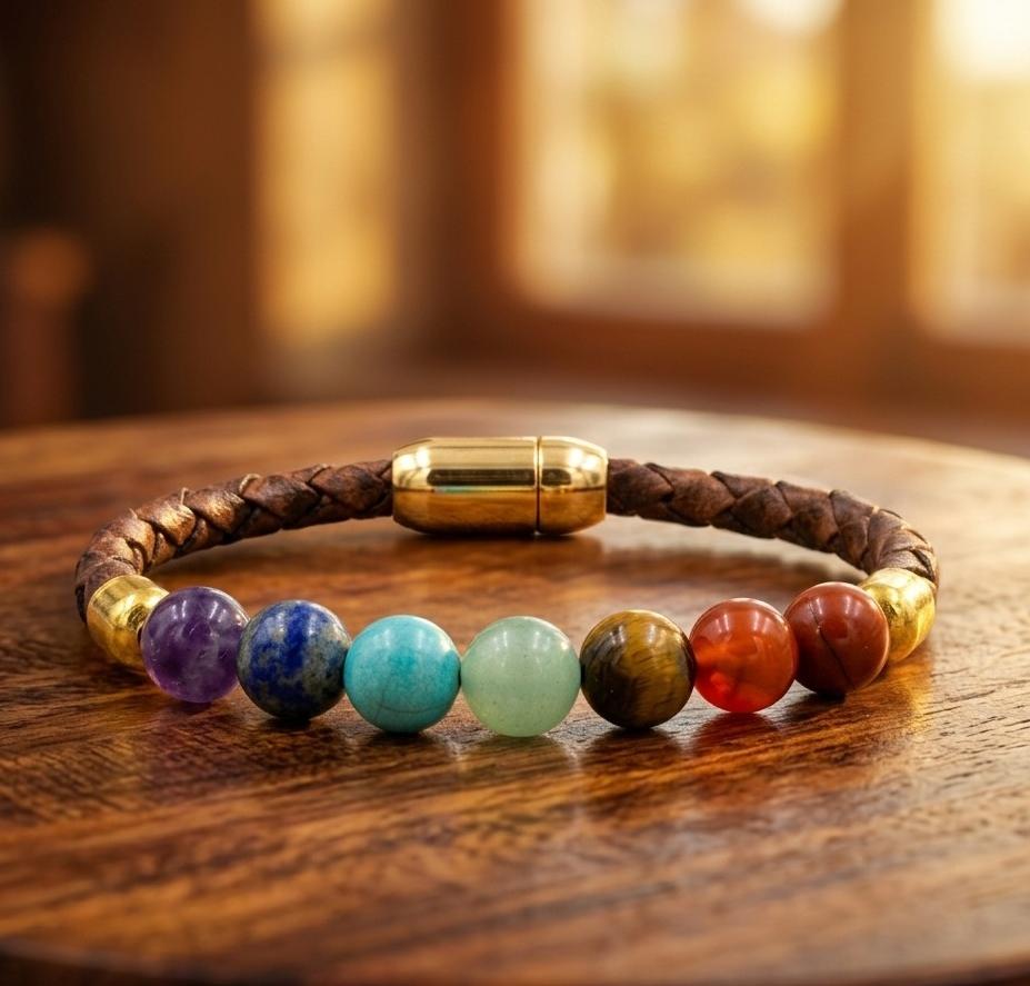 Ramvarna 7 Chakra Healing Natural Stone Bracelet with Magnetic Clasp