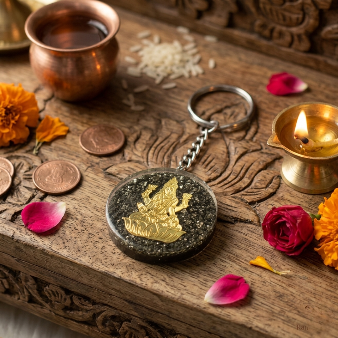 Lakshmi Ji Pyrite Keychain
