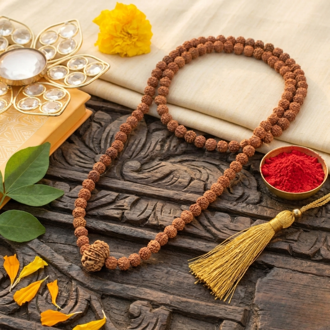 12 Mukhi Rudraksha Bead in 5 Mukhi Rudraksha Mala