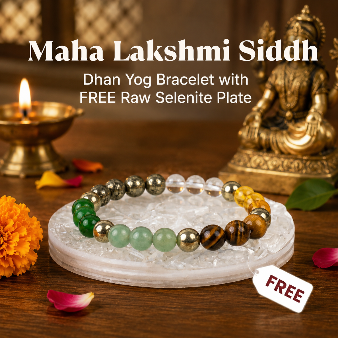 Maha Lakshmi Siddh Dhan Yog Bracelet with FREE Raw Selenite Plate