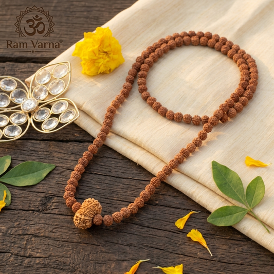 13 Mukhi Rudraksha Bead in 5 Mukhi Rudraksha Mala