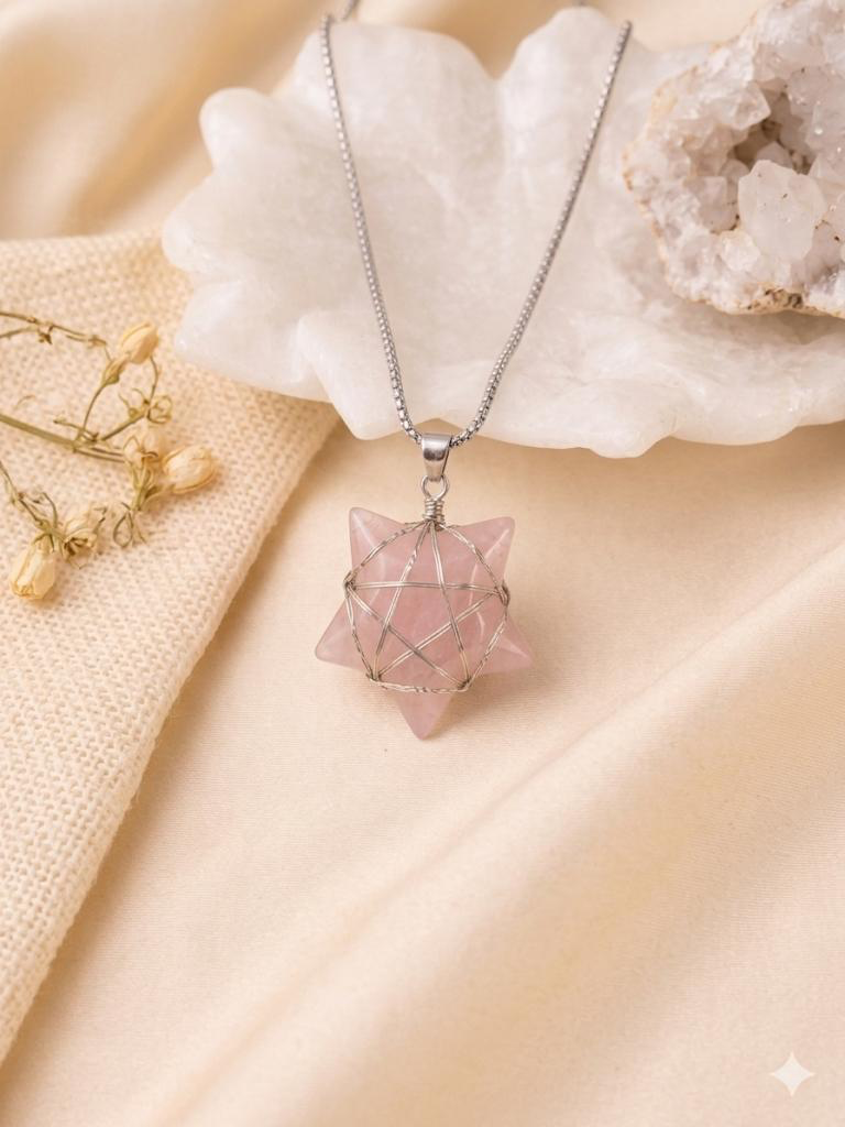Ramvarna Rose Quartz Star Pendant Necklace for Women